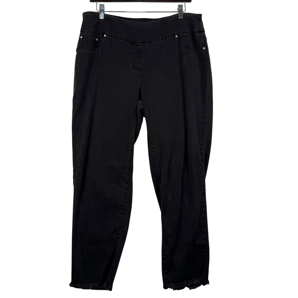 Ruby Rd Womens PM Pull On Pants Black‎ Fringe Hem Tencel Lyocell Stretch Comfort